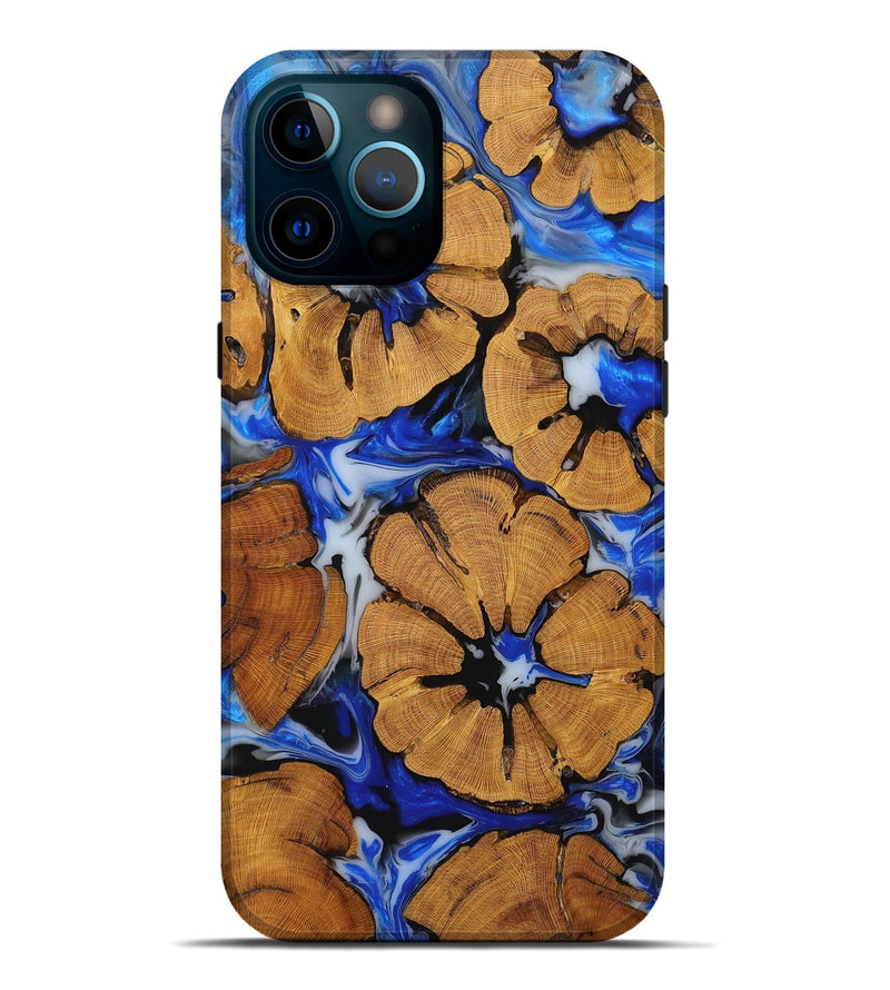 iPhone 12 Pro Max Wood+Resin Live Edge Phone Case - Micah (Blue, 653985)