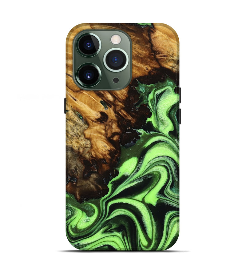 iPhone 13 Pro Wood+Resin Live Edge Phone Case - Haisley (Green, 654207)