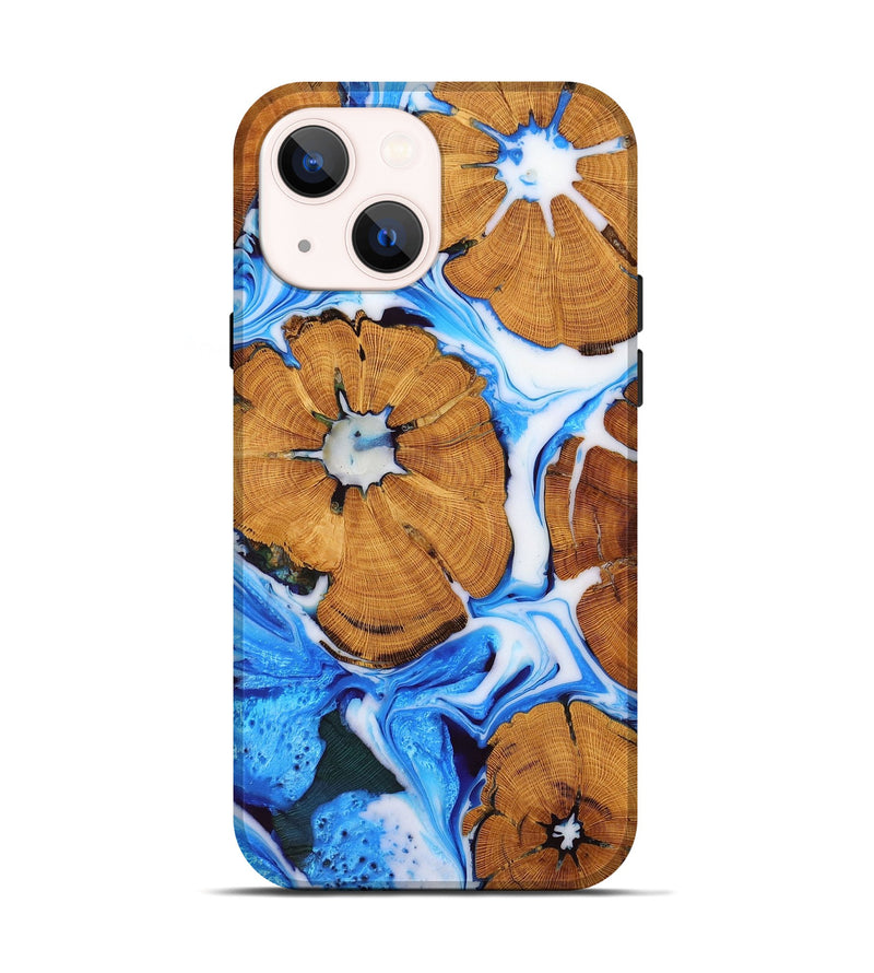 iPhone 14 Wood+Resin Live Edge Phone Case - Jared (Blue, 654214)