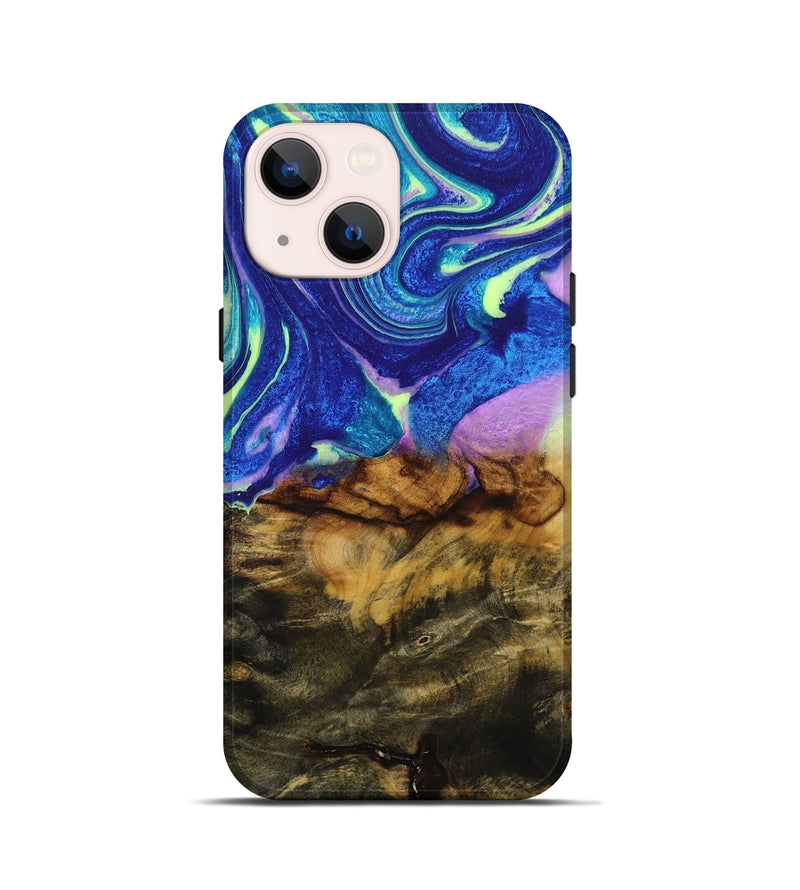 iPhone 13 mini Wood+Resin Live Edge Phone Case - Kristen (Purple, 654222)