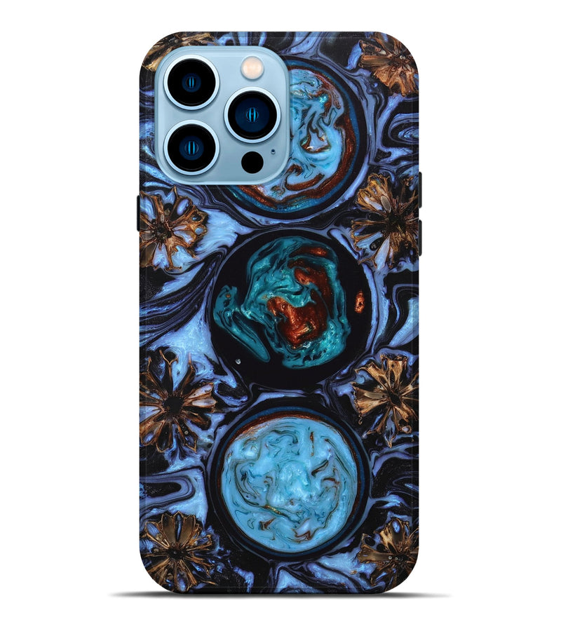 iPhone 14 Pro Max Wood+Resin Live Edge Phone Case - Ezekiel (Blue, 654281)