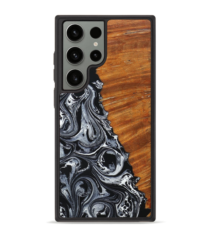 Galaxy S23 Ultra Wood+Resin Phone Case - Charlee (Black & White, 654296)