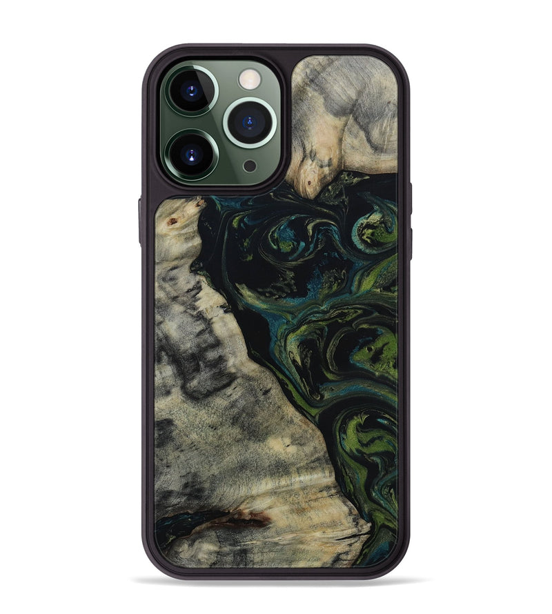 iPhone 13 Pro Max Wood+Resin Phone Case - Chandler (Green, 654308)