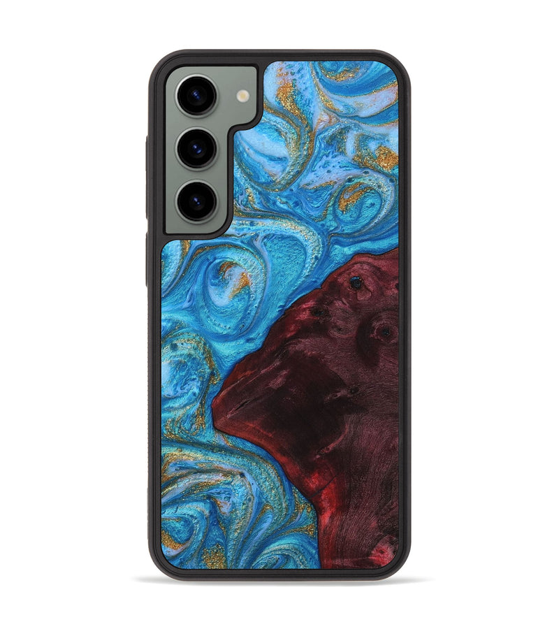 Galaxy S23 Plus Wood+Resin Phone Case - Grayson (Teal & Gold, 654323)