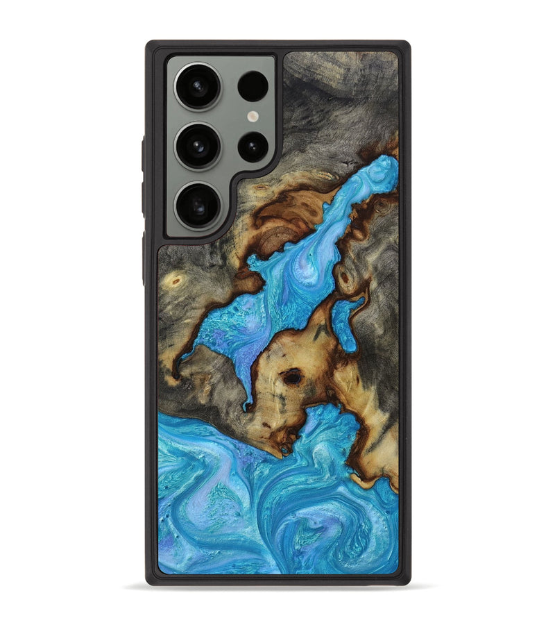Galaxy S23 Ultra Wood+Resin Phone Case - Beth (Blue, 654408)