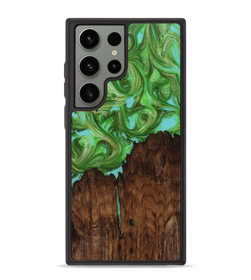 Galaxy S23 Ultra Wood+Resin Phone Case - Bette (Green, 654540)