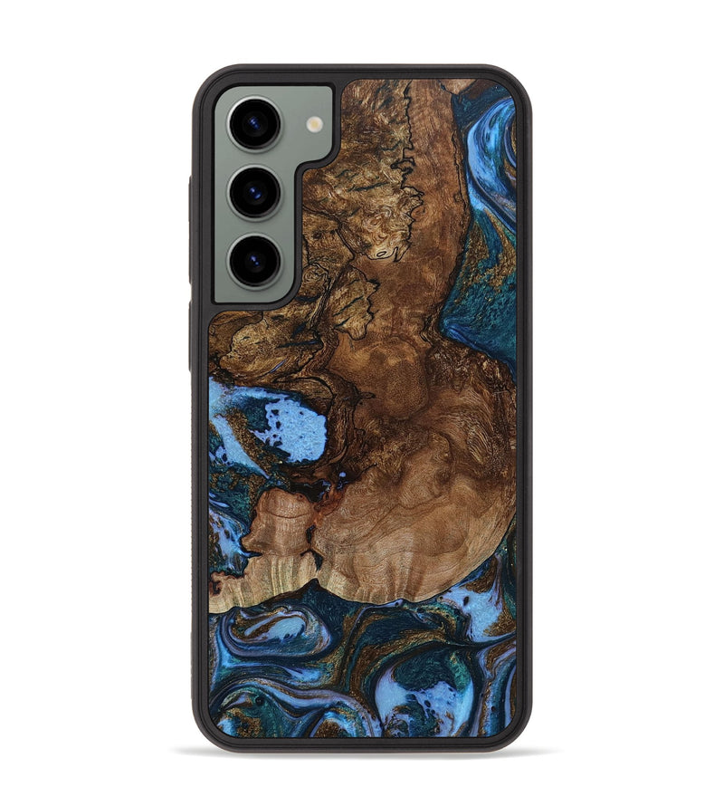 Galaxy S23 Plus Wood+Resin Phone Case - Aitana (Teal & Gold, 654571)