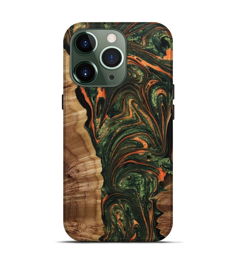 iPhone 13 Pro Wood+Resin Live Edge Phone Case - Elias (Green, 654778)
