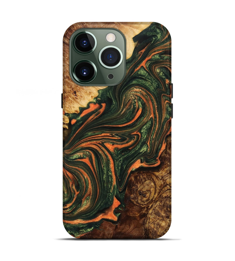 iPhone 13 Pro Wood+Resin Live Edge Phone Case - Brielle (Green, 654779)