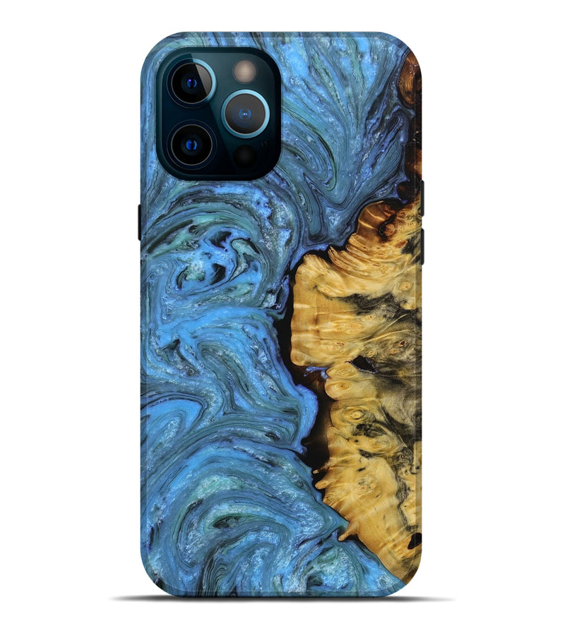 iPhone 12 Pro Max Wood+Resin Live Edge Phone Case - Eleanor (Blue, 654781)