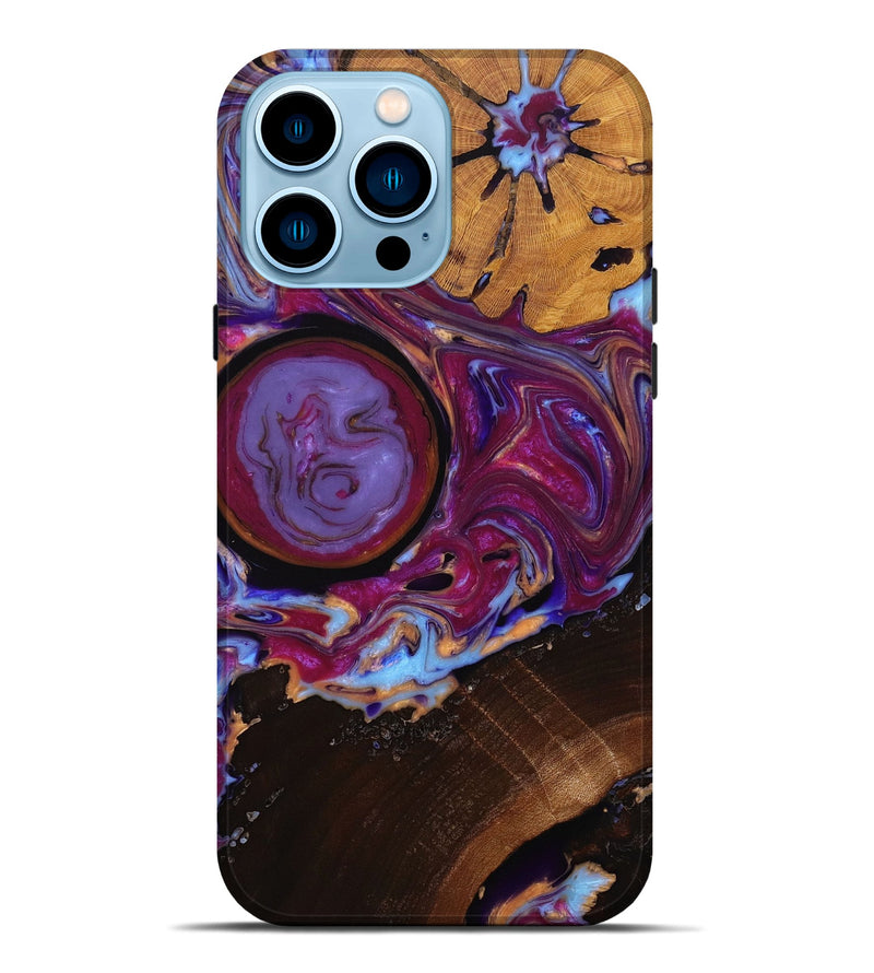 iPhone 14 Pro Max Wood+Resin Live Edge Phone Case - Bruce (Purple, 654782)