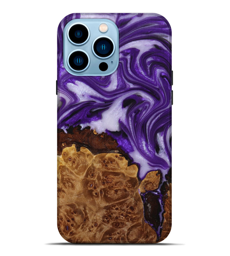 iPhone 14 Pro Max Wood+Resin Live Edge Phone Case - Rebekah (Purple, 654783)
