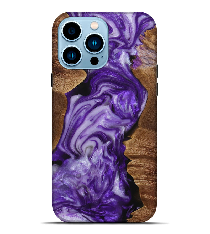 iPhone 14 Pro Max Wood+Resin Live Edge Phone Case - Willard (Purple, 654785)