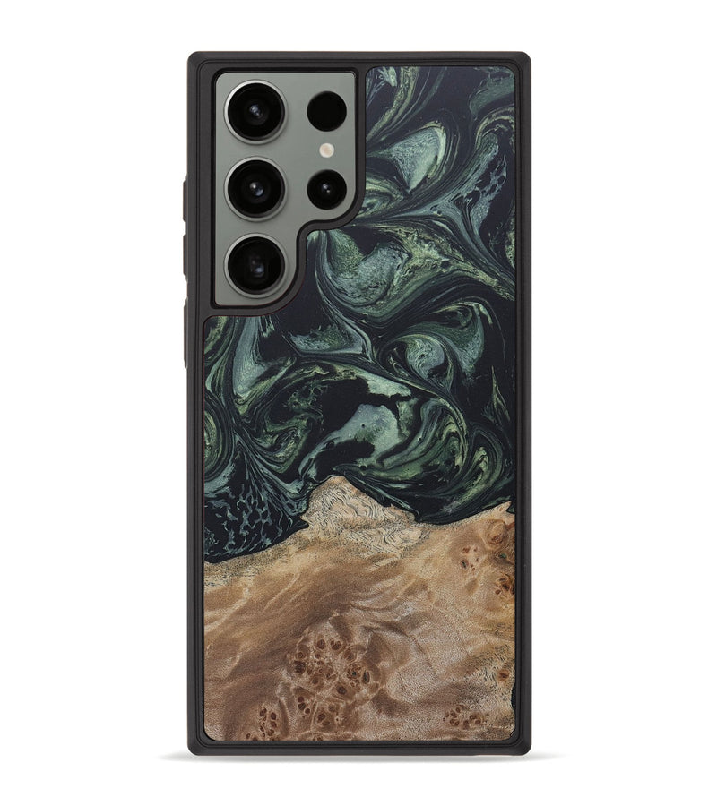 Galaxy S23 Ultra Wood+Resin Phone Case - Aaron (Green, 655014)