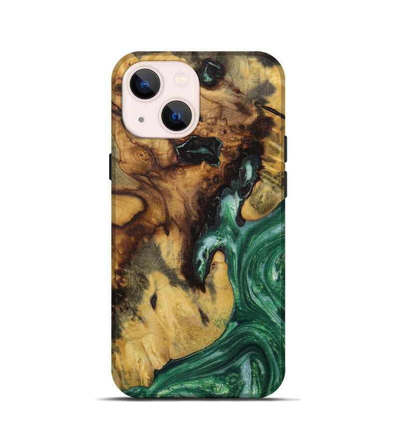 iPhone 13 mini Wood+Resin Live Edge Phone Case - Lela (Green, 655048)