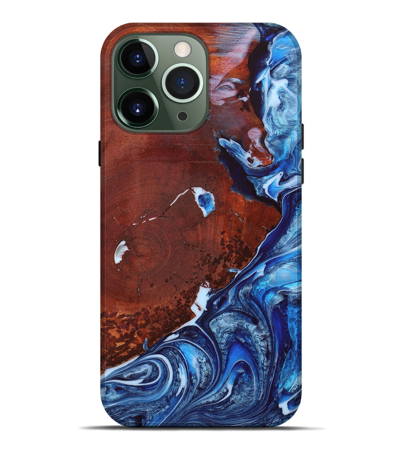 iPhone 13 Pro Max Wood+Resin Live Edge Phone Case - Forrest (Blue, 655049)