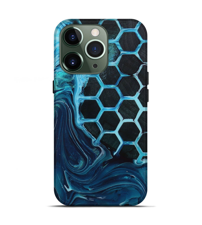iPhone 13 Pro Wood+Resin Live Edge Phone Case - Cassie (Blue, 655059)