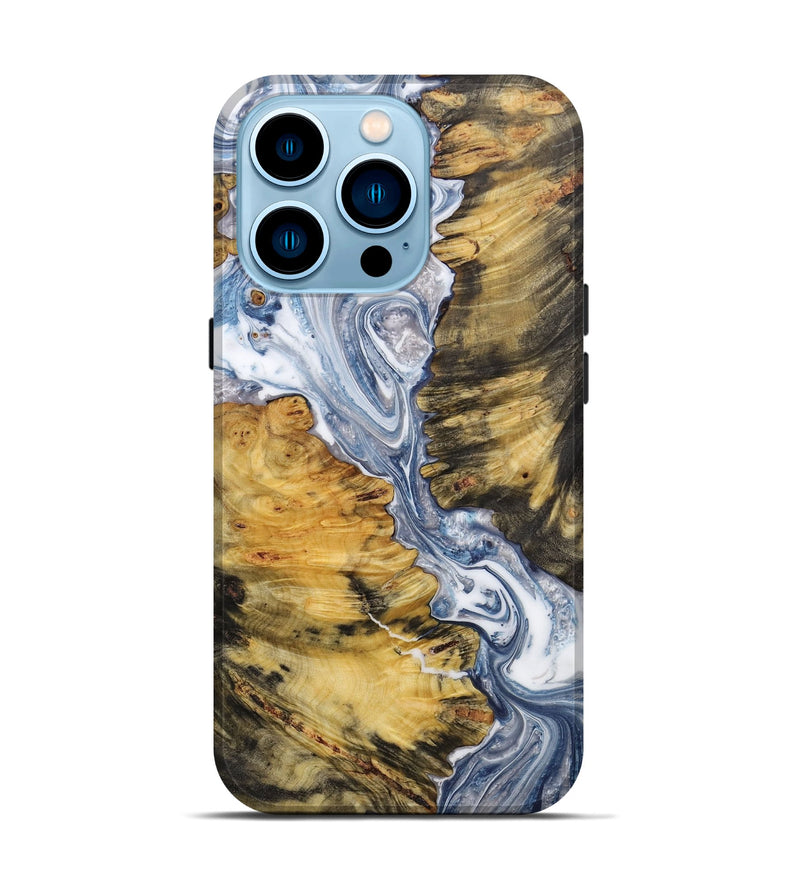iPhone 14 Pro Wood+Resin Live Edge Phone Case - Kaydence (Blue, 655061)