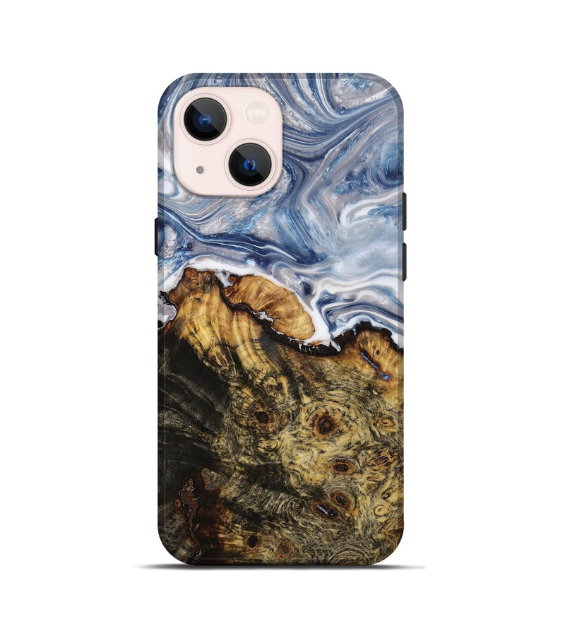 iPhone 13 mini Wood+Resin Live Edge Phone Case - Yvette (Blue, 655063)