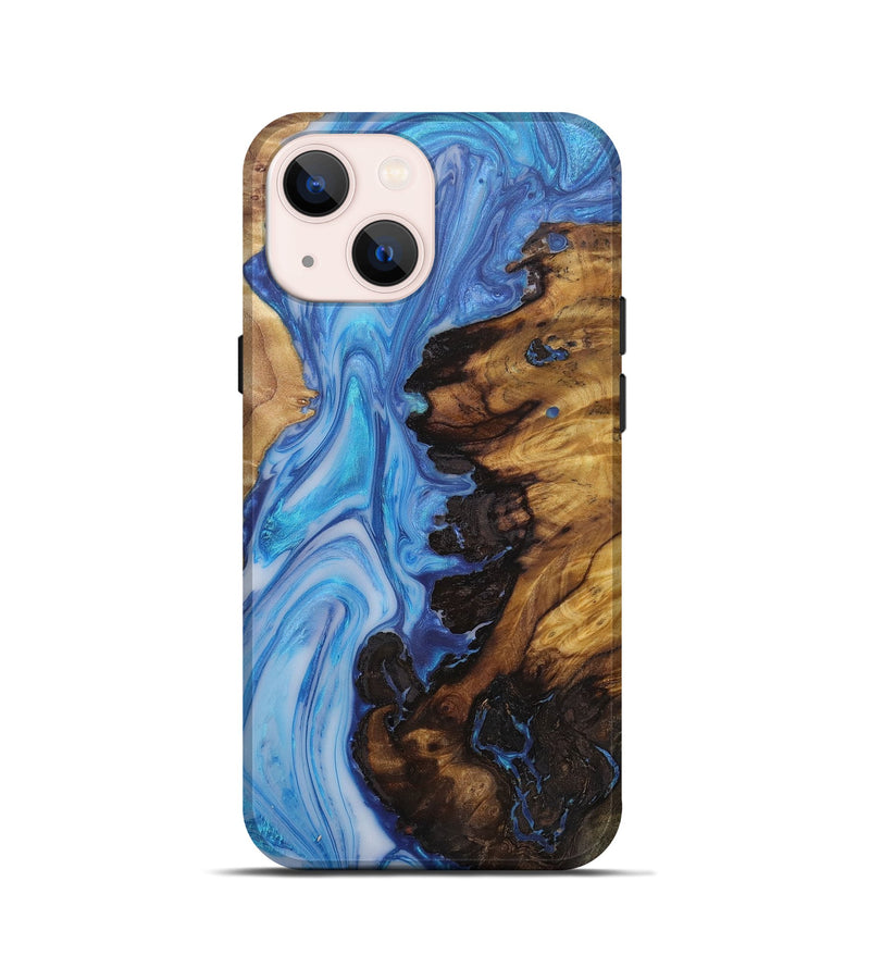 iPhone 13 mini Wood+Resin Live Edge Phone Case - Jasmine (Blue, 655236)