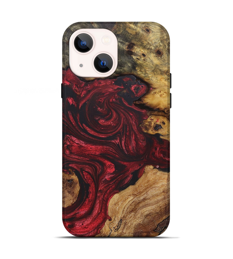 iPhone 13 Wood+Resin Live Edge Phone Case - Lily (Red, 655239)