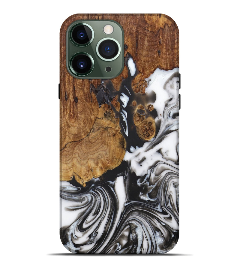 iPhone 13 Pro Max Wood+Resin Live Edge Phone Case - Karson (Black & White, 655241)