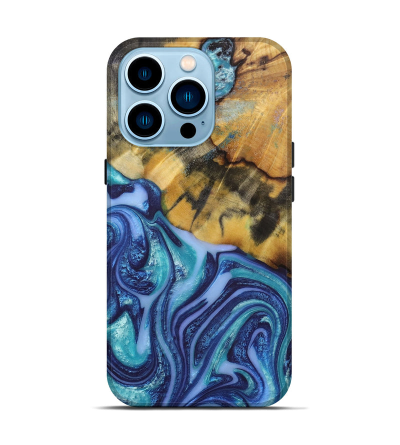 iPhone 14 Pro Wood+Resin Live Edge Phone Case - Knox (Blue, 655244)