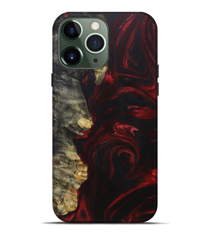 iPhone 13 Pro Max Wood+Resin Live Edge Phone Case - Genevieve (Red, 655247)
