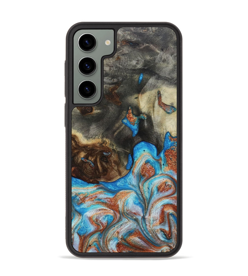 Galaxy S23 Plus Wood+Resin Phone Case - Devin (Teal & Gold, 655279)