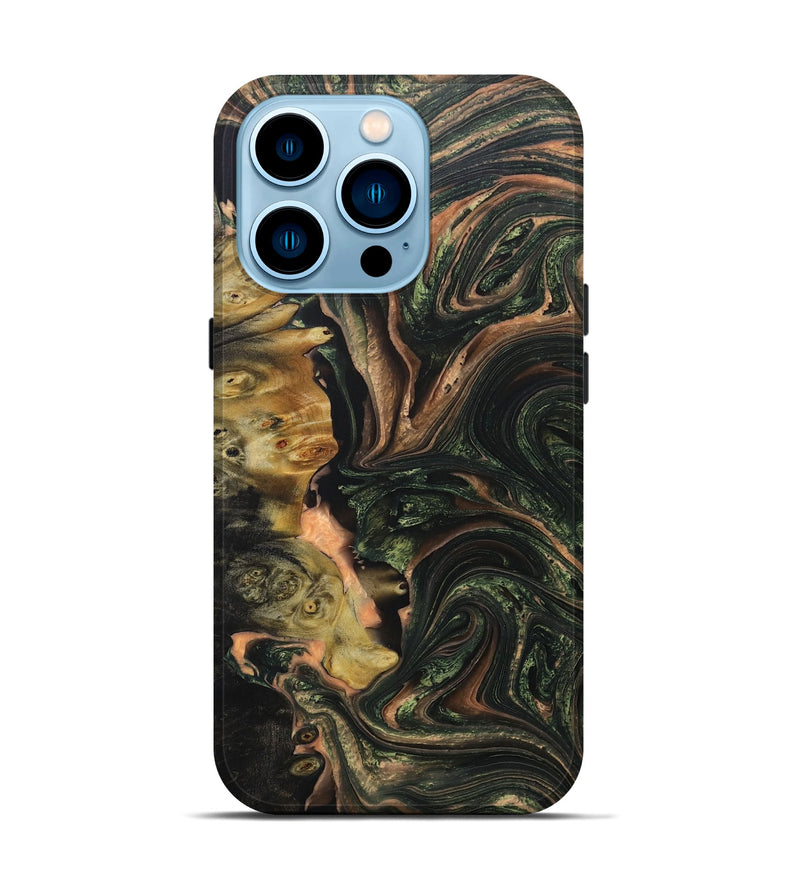 iPhone 14 Pro Wood+Resin Live Edge Phone Case - Brody (Green, 655459)