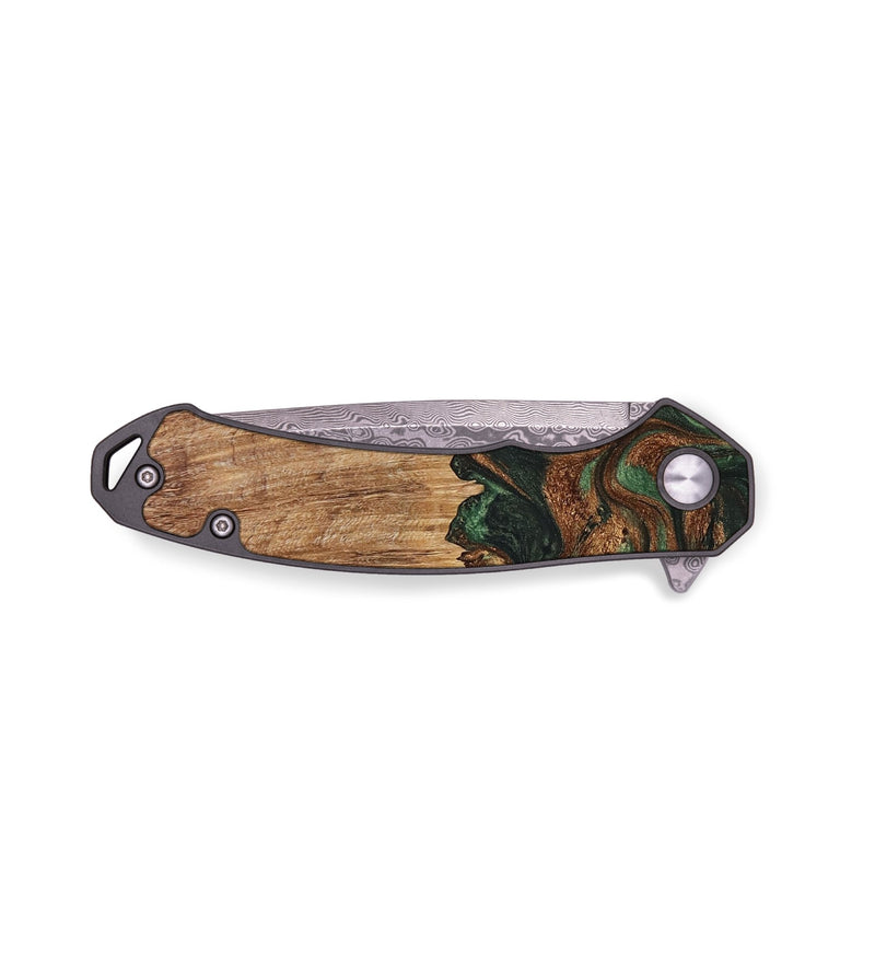 EDC Wood+Resin Pocket Knife - Rosemarie (Green, 655471)
