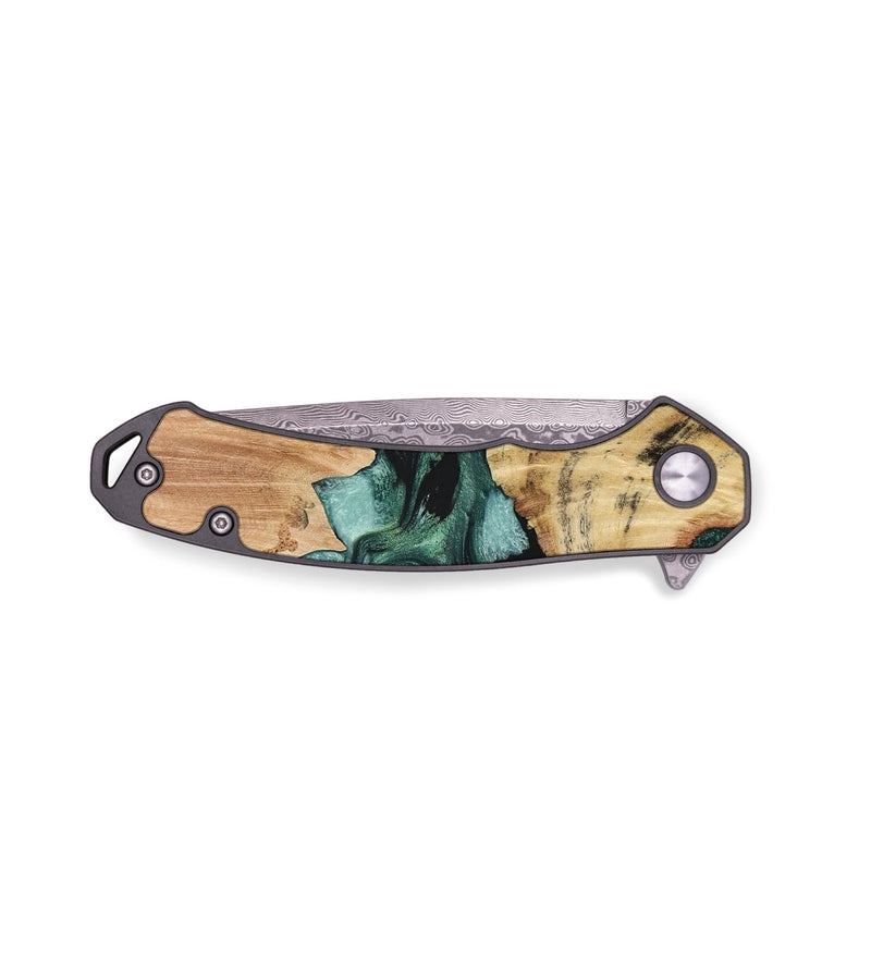 EDC Wood+Resin Pocket Knife - Alexander (Green, 655477)