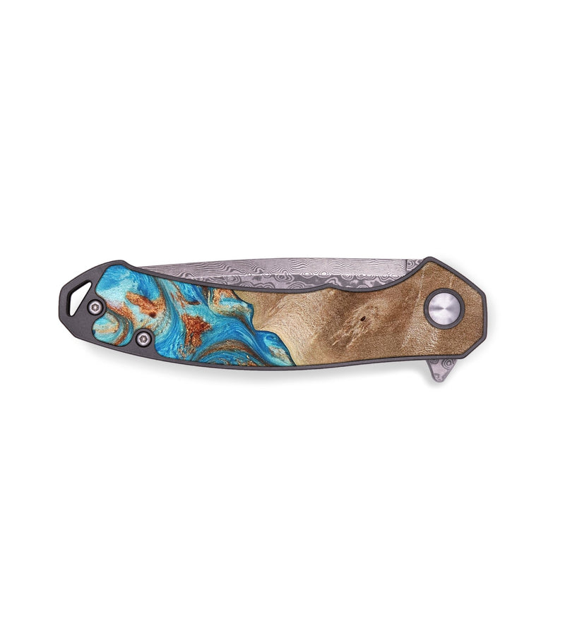 EDC ResinArt Pocket Knife - Judy (Teal & Gold, 655486)