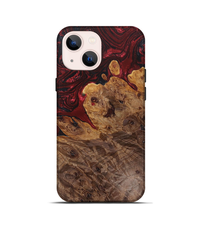 iPhone 13 mini Wood+Resin Live Edge Phone Case - Gemma (Red, 655623)