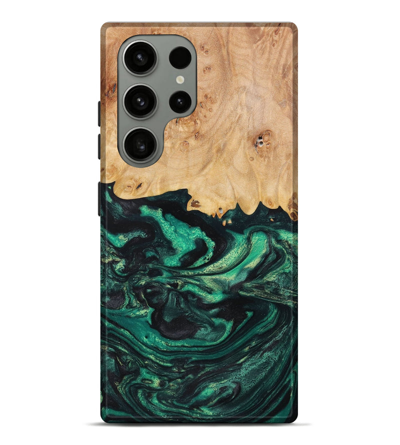 Galaxy S23 Ultra Wood+Resin Live Edge Phone Case - Sade (Teal & Gold, 655638)