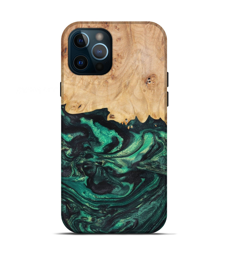 iPhone 12 Pro Wood+Resin Live Edge Phone Case - Jasmine (Green, 655639)