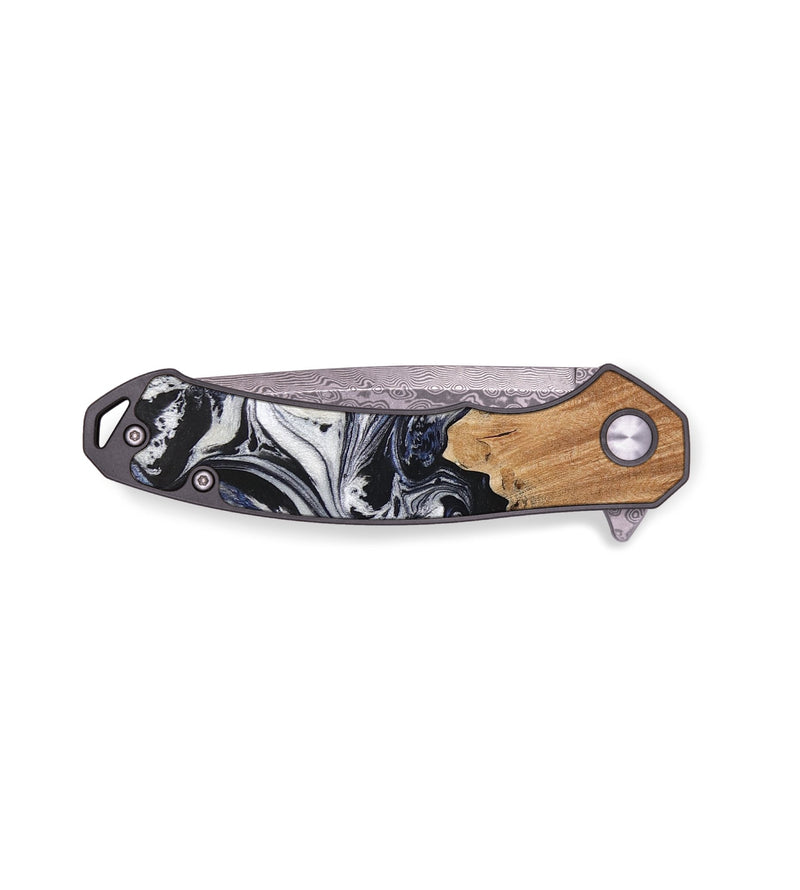 EDC Wood+Resin Pocket Knife - Shelley (Black & White, 655700)