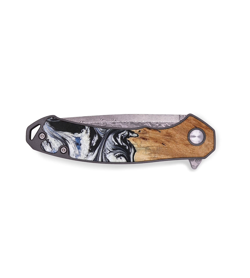 EDC Wood+Resin Pocket Knife - Martin (Black & White, 655701)