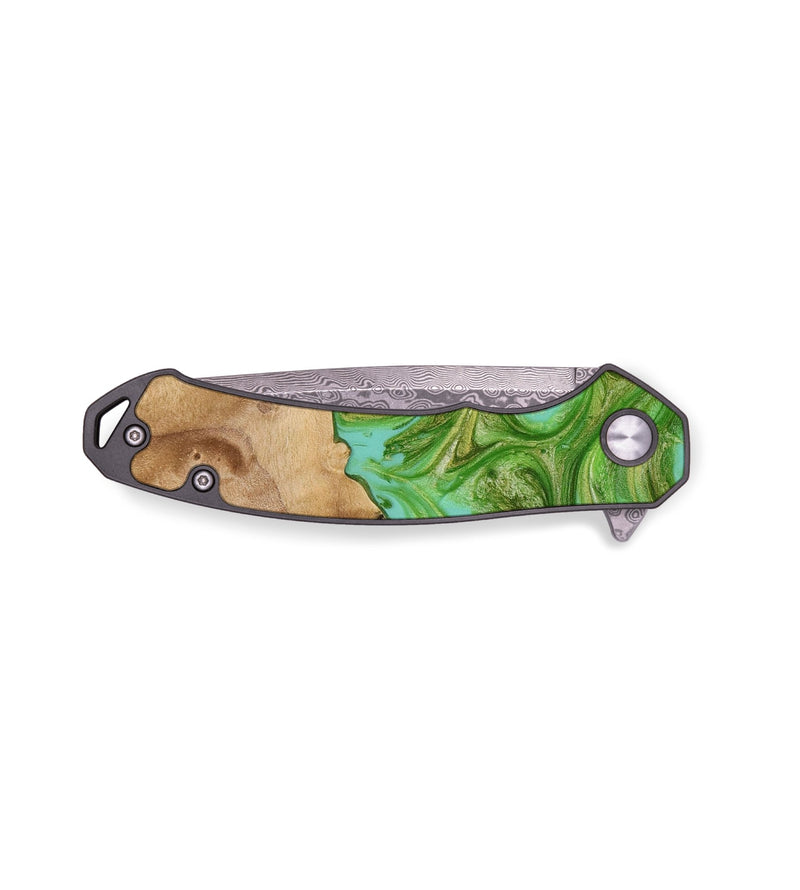 EDC Wood+Resin Pocket Knife - Eddie (Green, 655709)