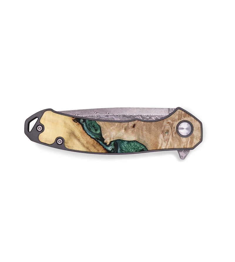 EDC Wood+Resin Pocket Knife - Laurence (Green, 655714)