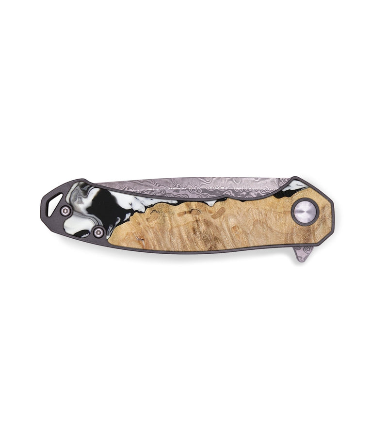 EDC Wood+Resin Pocket Knife - Angelique (Black & White, 655716)