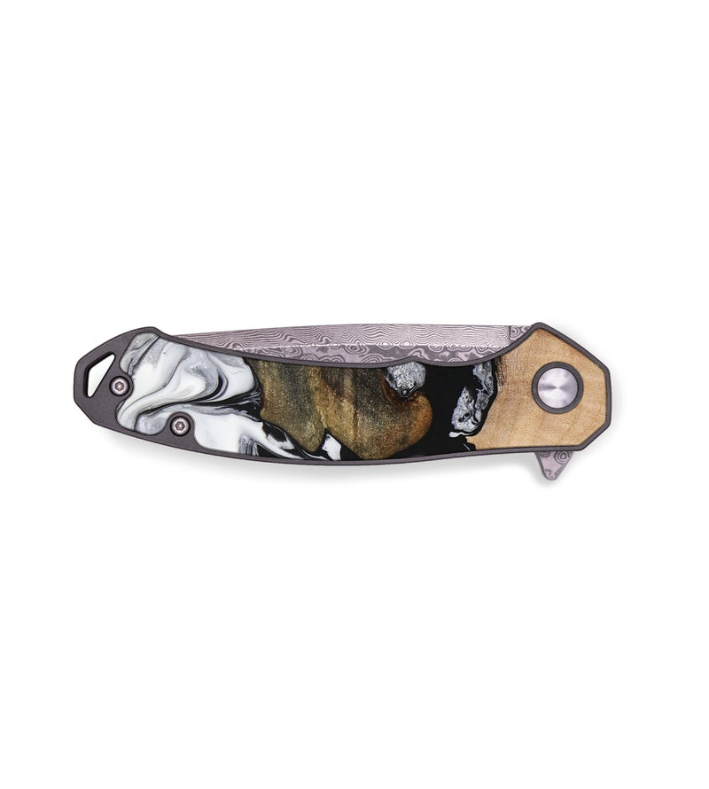 EDC Wood+Resin Pocket Knife - Raven (Black & White, 655719)