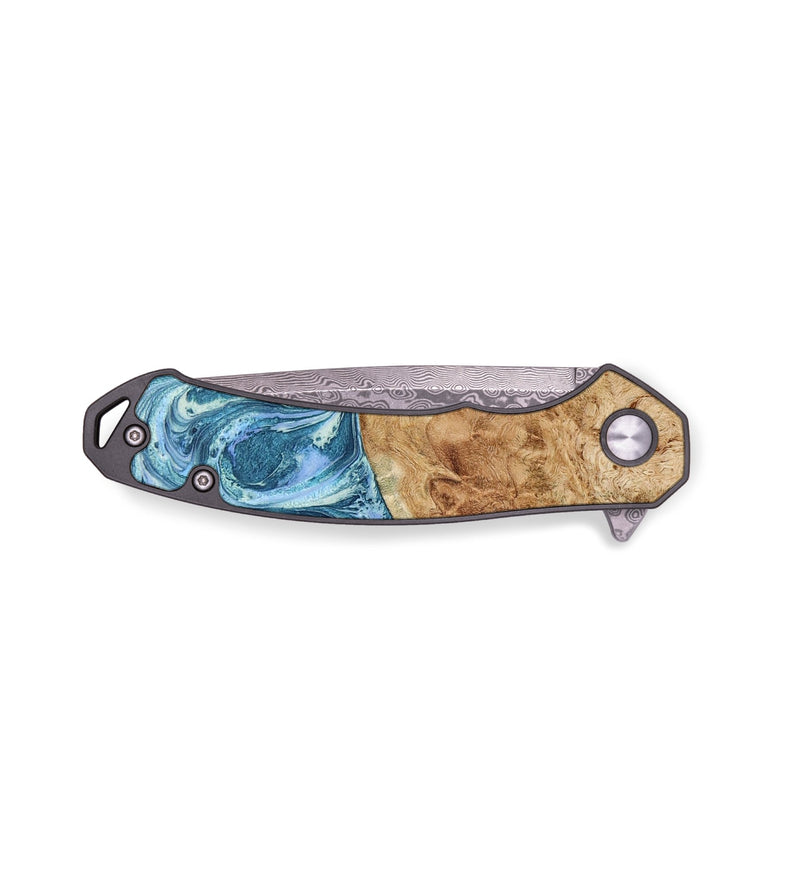 EDC Wood+Resin Pocket Knife - Frank (Blue, 655729)