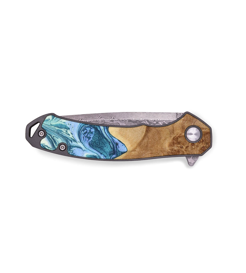 EDC Wood+Resin Pocket Knife - Dante (Blue, 655736)