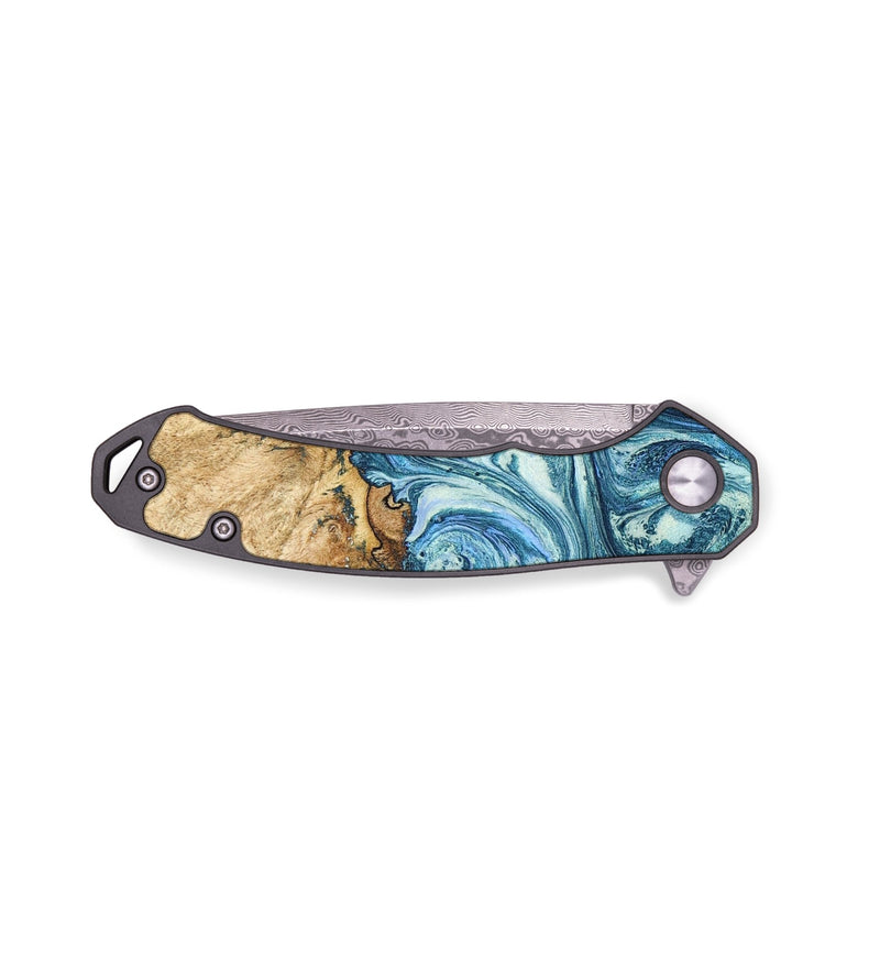 EDC Wood+Resin Pocket Knife - Raul (Blue, 655737)