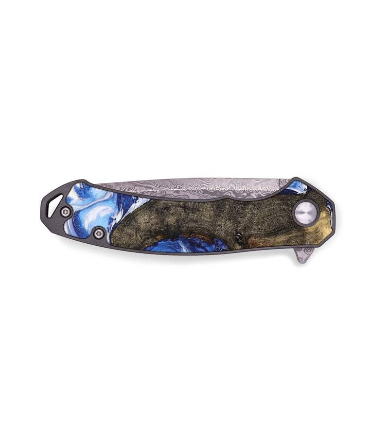 EDC Wood+Resin Pocket Knife - Herman (Blue, 655741)