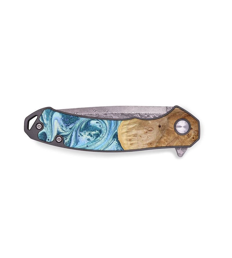 EDC Wood+Resin Pocket Knife - Brenna (Blue, 655758)