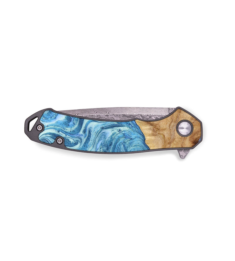 EDC Wood+Resin Pocket Knife - Kayla (Blue, 655765)