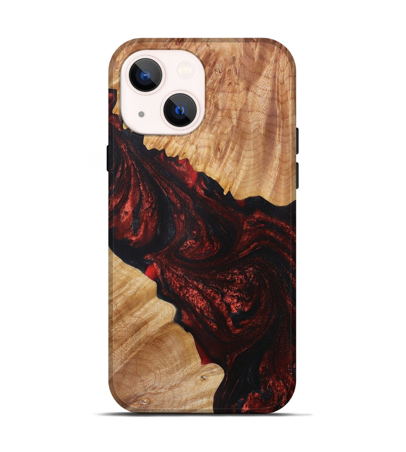 iPhone 14 Wood+Resin Live Edge Phone Case - Nash (Red, 655851)