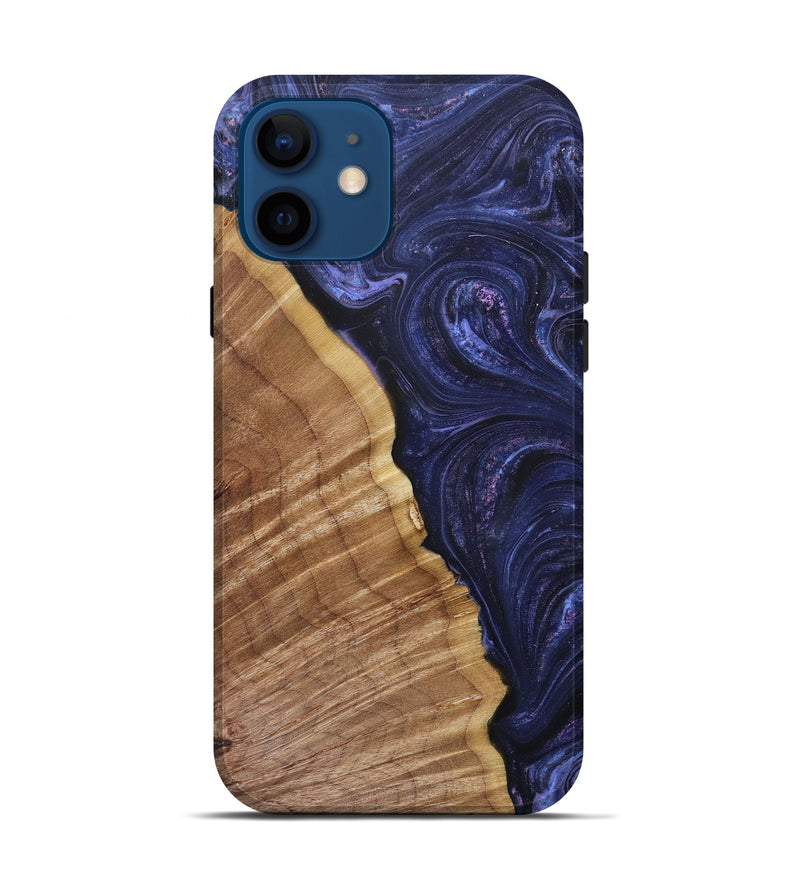 iPhone 12 Wood+Resin Live Edge Phone Case - Cesar (Purple, 655855)